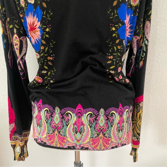 Etro Black top with Blue and Pink Floral Design - Picture 12 of 15